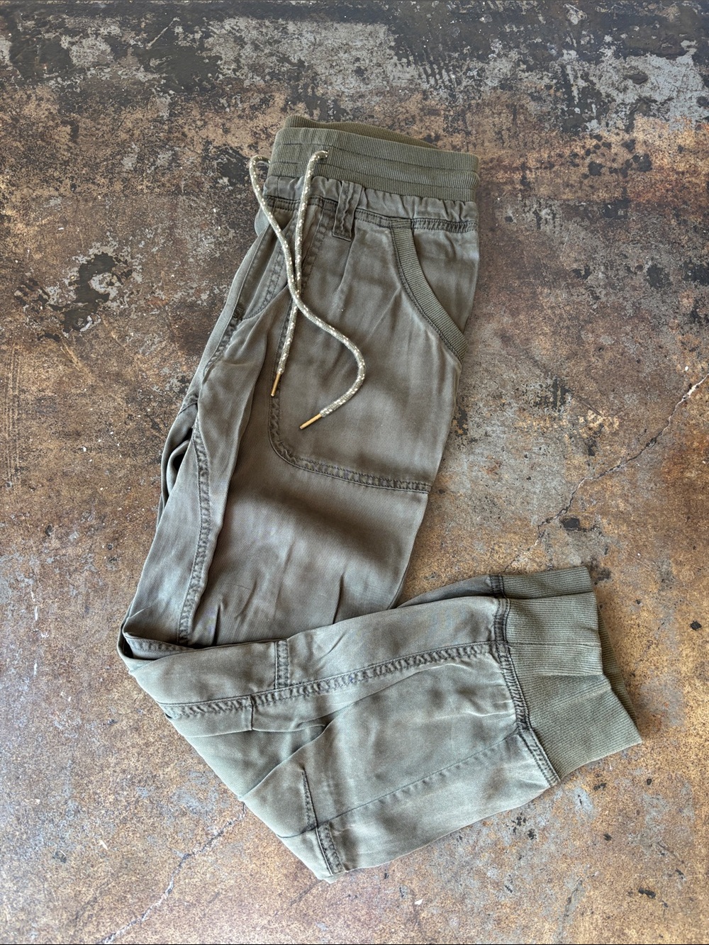 Anthropologie Pilcro Olive Green Drawstring Jogger Pants